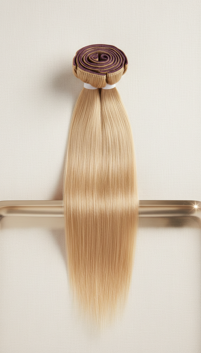 Tape-in extensions in champagne gold