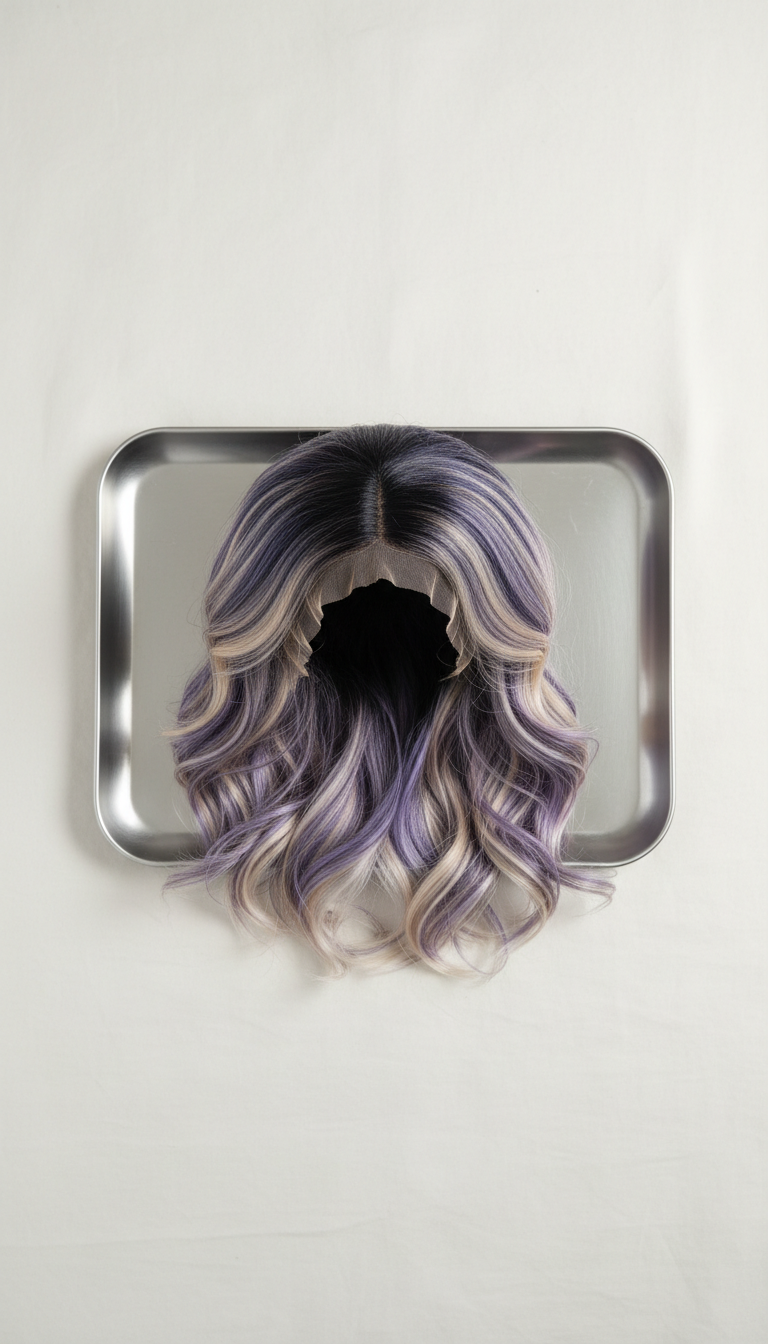 Lace front wig with astral motifs